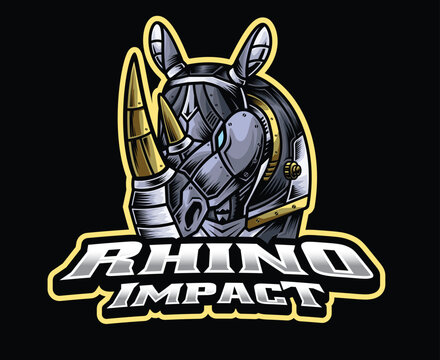 Futuristic Rhino Robot Mascot Logo Illustration