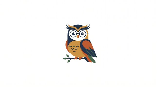 Isolated minimal flat illustration of a wise owl c Owl character graphic illustration
