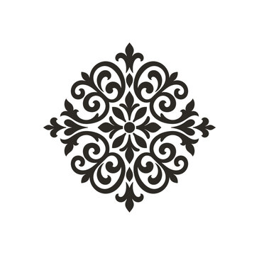 Elegant Symmetrical Damask Flourish and Floral Ornament Graphic