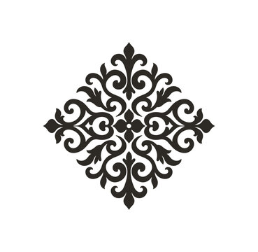 Elegant Damask Floral Ornament Vector Silhouette