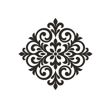 Vintage Black Floral Ornament and Damask Filigree Vector Design