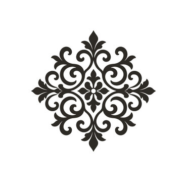 Black Vintage Damask Floral Ornament Graphic Design