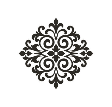 Elegant Damask Floral Ornament and Vintage Scroll Vector