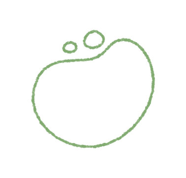Curvy abstract shape in green chalk outline with organic and irregular form. Soft amoeba blob offers a playful frame, bold and minimal for trendy backgrounds modern creative projects.