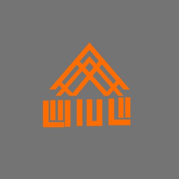 Orange geometric logo icon featuring abstract architectural lines and shapes on a solid gray background. Minimalist corporate branding design template.