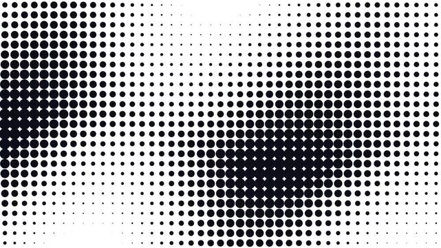 This clean and modern motion graphic video features an animated black halftone dot pattern against a solid white background