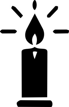 All Saint's Day memorial candle icon rendered in a bold black vector silhouette style featuring a centered flame with radiating light beams.