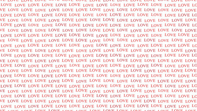 repeating red love typography background with elegant serif lettering on white