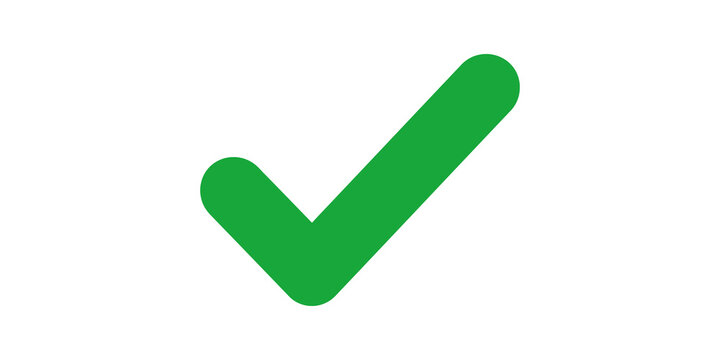 Green checkmark icon with rounded edges for positive validation and task finished.