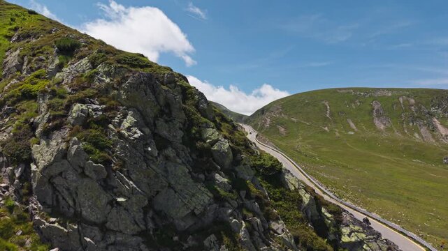Rock Face Rising Beside Transalpina Highway