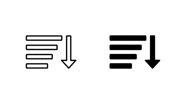 Descending sort priority icon set in outline and solid style.