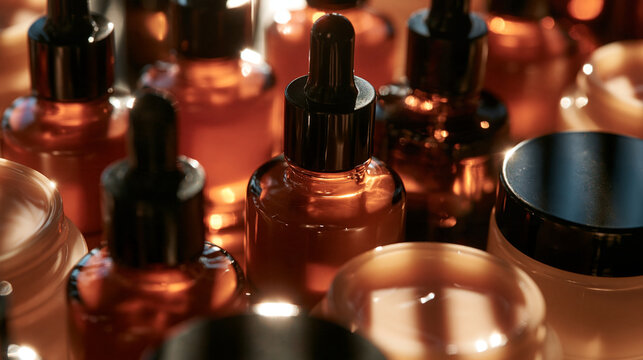 Amber Glass Dropper Bottles and Skincare Cream Jars