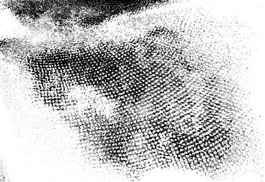 Faded mesh grunge texture, worn woven net pattern breaking up across a white surface. Distressed vector overlay, rough fabric imprint and abstract background