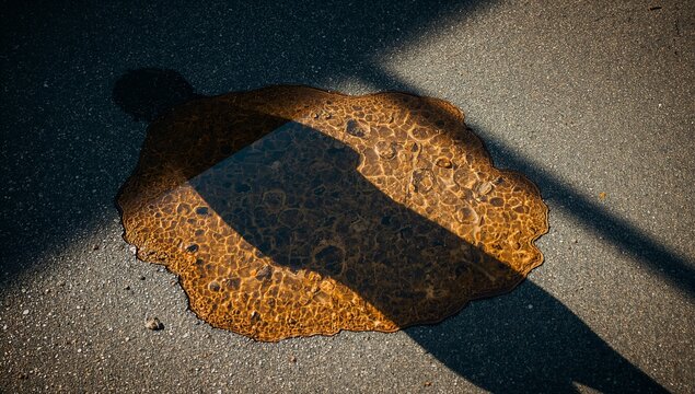 A person's shadow standing on the ground