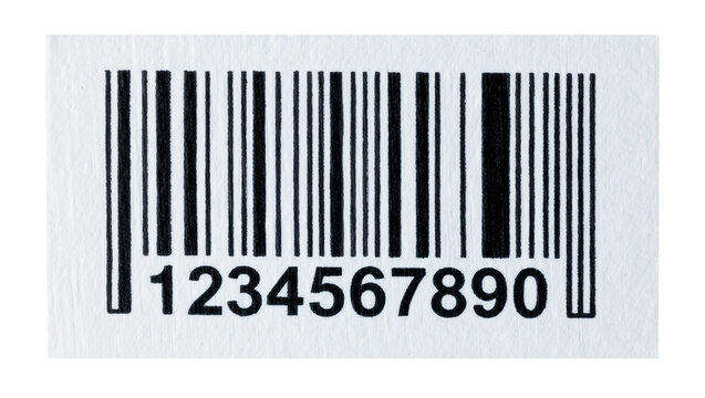 Black and white barcode with numbers 1234567890, isolated on transparent background