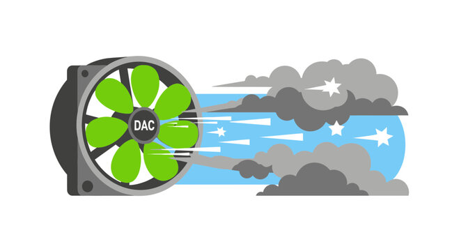Direct Air Capture DAC Technology Concept Illustration for CO2 Removal and Climate Change