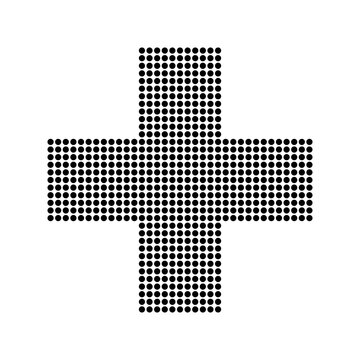 Black Dotted Plus Sign Isolated on Transparent Background