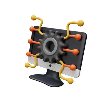 Web development , SEO, coding and programming icon isolated on transparent background, technology computer design, Java web development html concept. Technology process of Software. 3d rendering
