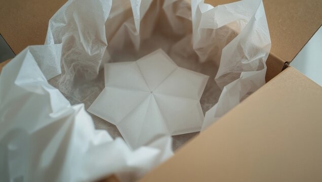 A box with a white umbrella inside, useful for outdoor or travel themes