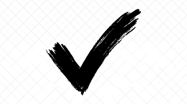 Large black checkmark on white background with subtle grid pattern