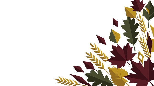 Abstract dark autumn geometric background with flat layered shapes and copy space