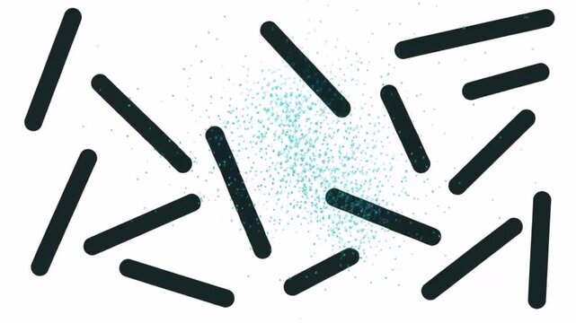 The active blue stick collides with the black sticks and disintegrates into a cloud.
