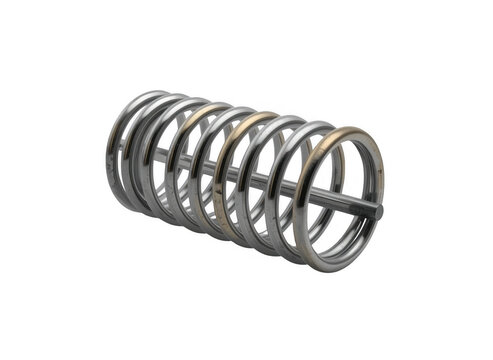 Metal helical compression spring with central rod