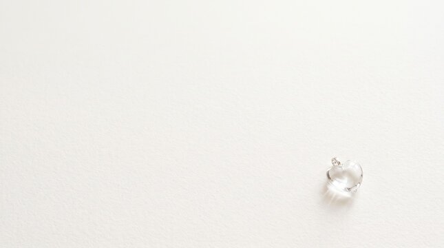 Minimal Bright Background with Small Glass Heart Pendant in Bottom Right Corner and Copy Space