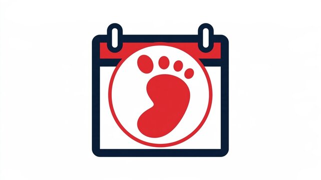Family - Calendar icon with red baby footprint for due date tracker
