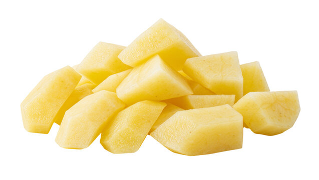 Fresh peeled raw potato chunks cut into pieces