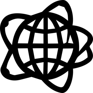 International Week of Science and Peace symbol featuring a bold black global atom icon on white