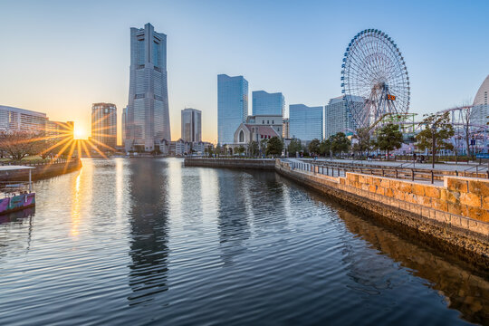 Yokohama Landmark Tower at sunset, Minato Mirai, Yokohama, Japan