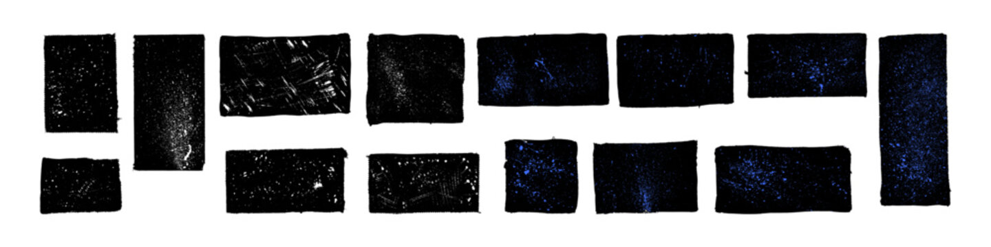 Grunge dust and scratch textures in dark rectangular patches