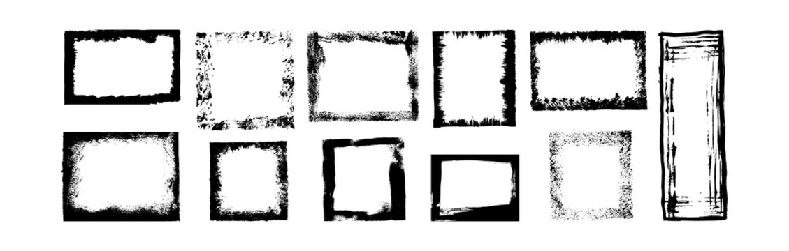 Black grunge frames with rough distressed borders