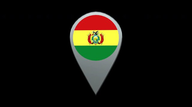 Bolivia Flag Location Map Marker Pin With Alpha Channel