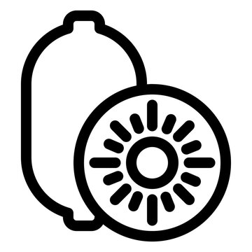 Kiwi Sliced Tropical Fresh Fruit Line Icon