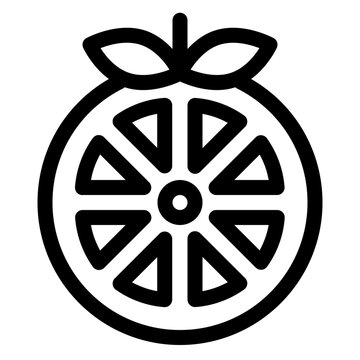 Orange Slice Citrus Fresh Fruit Line Icon