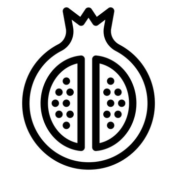 Pomegranate Half Seed Fruit Organic Line Icon