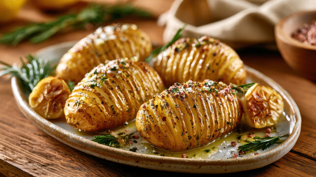 Crispy Hasselback Potatoes with Rosemary and Garlic