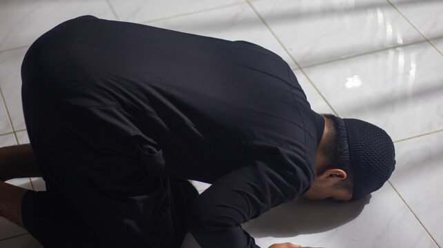 Muslim Man Praying in Prostration