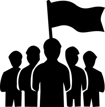 Hari Pahlawan Indonesian national heroes day conceptual silhouette illustration with people carrying a waving flag symbol