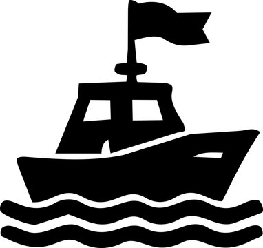 Hari Pahlawan symbol featuring a bold black silhouette of a ship sailing on ocean waves representing Indonesian historical struggle