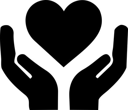 Hari Pahlawan concept featuring a black silhouette of a heart held in open caring human hands