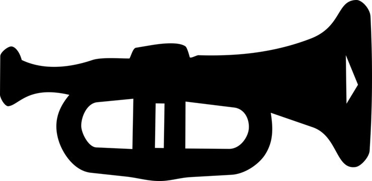 Hari Pahlawan trumpet silhouette icon representing military memorial music and solemn remembrance on white isolated background