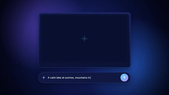 Text Prompt Typed and Landscape Image Generated from Noise Animation