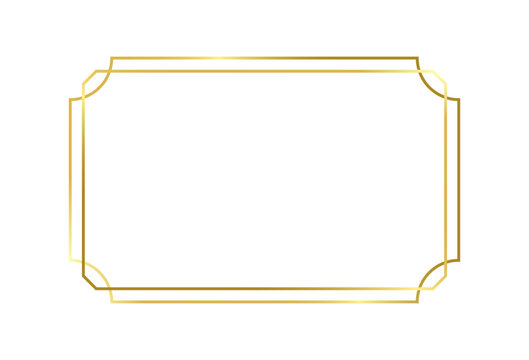 Golden frame border. Luxury rectangle border. Transparent vector and PNG