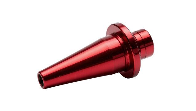 Red anodized aluminum conical nozzle attachment for precision industrial equipment