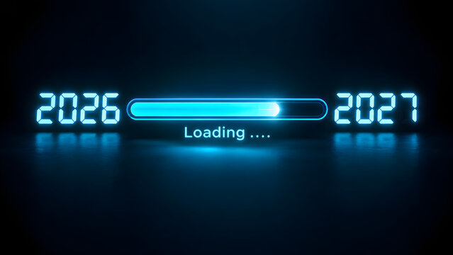 Glowing 2026 to 2027 Digital Loading Progress Bar