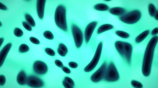 Microscopic bacteria floating on turquoise background