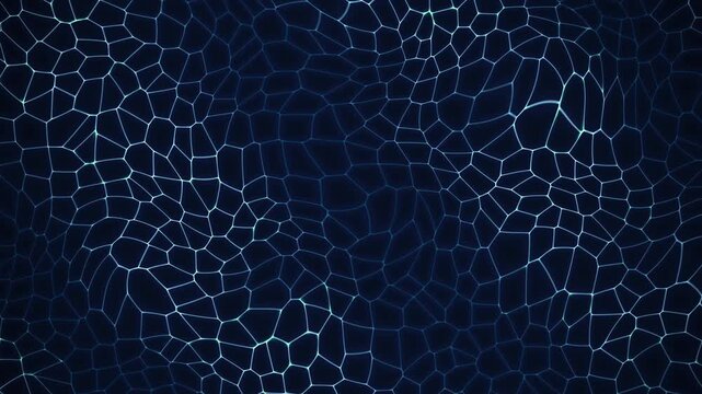 Glowing blue cellular mesh pattern shifting on dark background